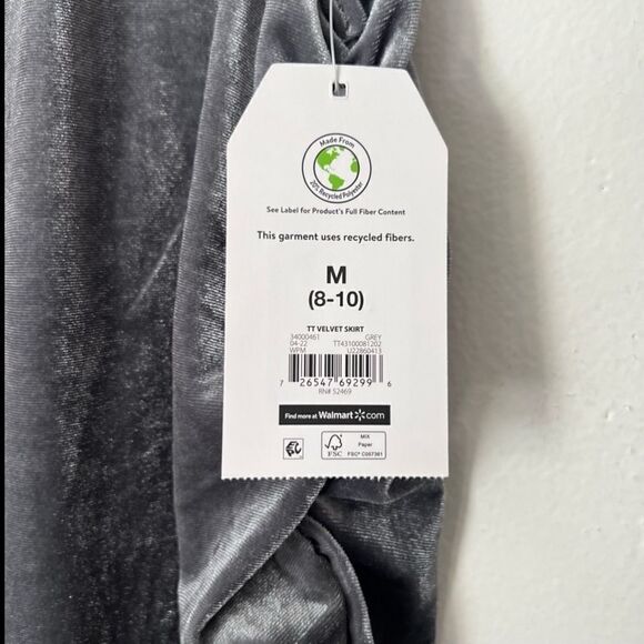Time and Tru Gray Gathered Side Seam Velvet Skirt - Picture 3 of 6